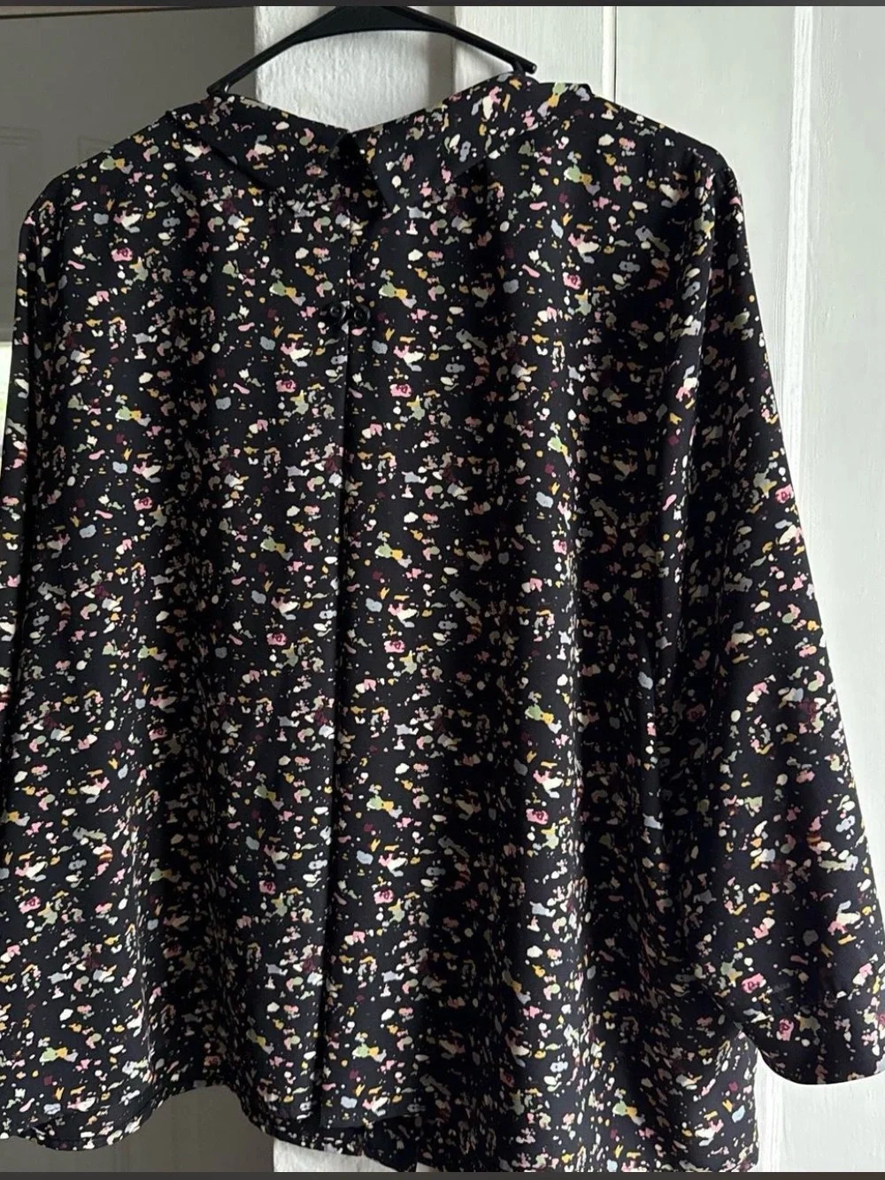 Black Floral Button-Up Blouse - Picture 4 of 5